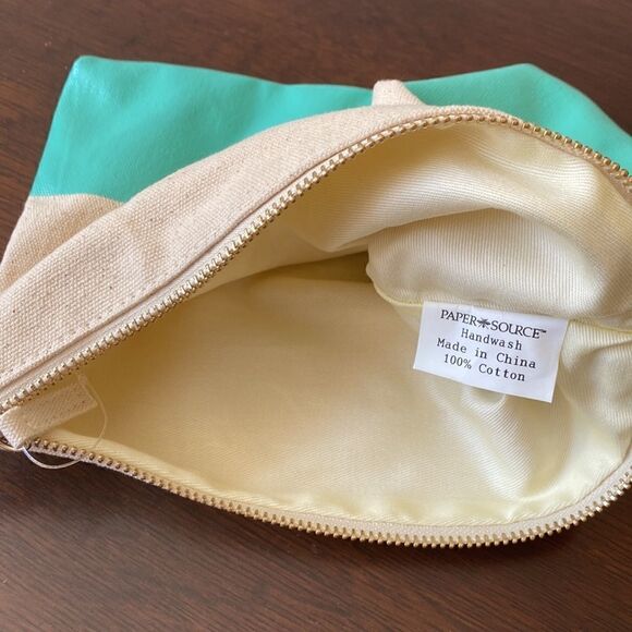 Paper source zipper pouch cream and turquoise - Picture 4 of 6